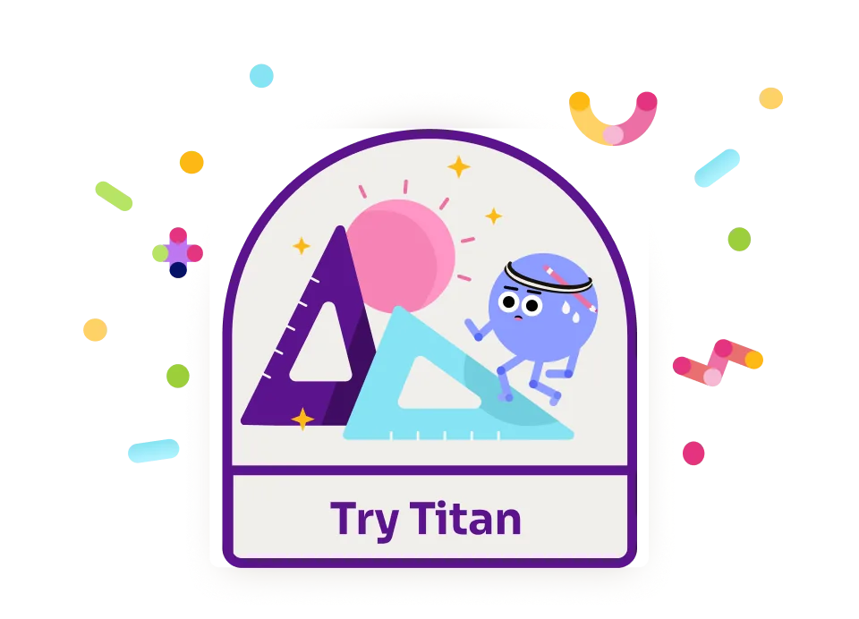 Illustration system: achievement badges such as Try Titan
