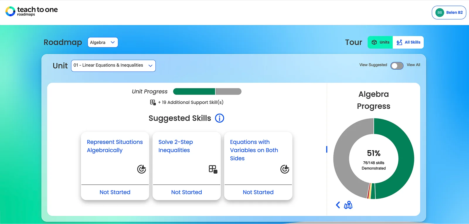 The previous Teach to One platform, before the redesign