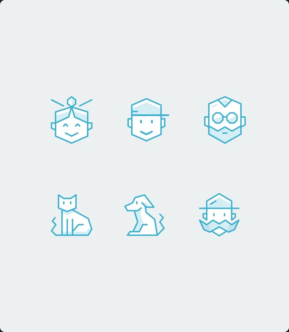 The illustrated avatar set participants can choose from